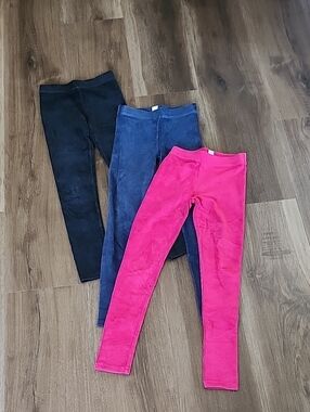 Crewcuts Velour Leggings in Pink, Blue & Black